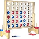 TUAHOO 4 in a Row Wooden Giant Connect 4 Garden Game, Jumbo 4 to Score Games, Indoor Outdoor Games for Kids & Adults Family Party Fun (26" W x 22" H)