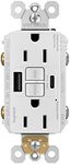 Legrand Radiant 1597TRUSBACW 15 Amp GFCI Self Test Tamper Resistant Decorator Duplex Outlet with USB Type A and C, White (1 Count)