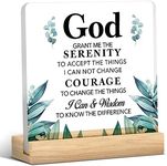 Christian Gifts God Grant Me the Serenity Clear Desk Decorative Sign Bible Quotes Faith Prayer Acrylic Plaque With Wooden Stand 4x4 Inch Sign Home Desk Decor