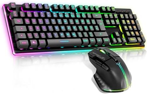 SPIRIT OF GAMER Set tastiera mouse wireless Gamer nero ricaricabile RGB | QWERTZ DE Retroilluminato | Gaming Keyboard Semi Mecanica | Struttura in alluminio I Wireless Mouse 4800 DPI | PS4/PS5, PC,