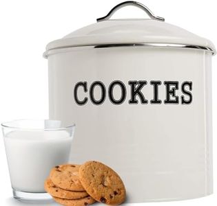 Airtight Cookie Jar/Large Cookie Jar - Cookie Jars with Lids/Cookie Container, Ivory Cookie Tin, Cookie Tins with Lids, Cookie Jars for Kitchen Counter Decorative - Makes a Great Dog Treat Jar