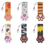 6 Pcs Diamond Painting Bookmark Set DIY Cat Claw Personalized Bookmark with Crystal Pendant for Adults Mosaic Animal Decoration Diamond Art Painting Bookmark Making Arts and Crafts Kits for Book Bags