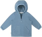 JAN & JUL Boys' Outdoor Zip Up Fleece Jacket with Stay-On Hood for Kids (Stormy Blue, Size 6Y)