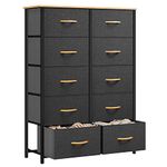 YITAHOME Chest of Drawers, 10-Drawer Storage Organizer Unit for Bedroom Living Room Closet, Sturdy Steel Frame, Easy Pull Fabric Bins & Wooden Top, Fabric Dresser