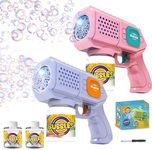 Bombble 2 Packs Bubble Gun Automatic Bubbele Machine with 10 Holes/Lighting,Bubble Maker Toy for Kids/Pets 10000+Rich Bubbles/Min With Bubble Solution Best Gifts for Birthday/Party/Wedding