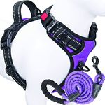 Dog Belt Harness Leash - No Pull Dog Harness with 3M Reflective Oxford Fabric Vest - Easy Control Dogs - Includes Heavy Duty 5ft Dog Leash - Friendly Design by Neomart (XL, Purple)