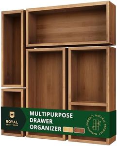 ROYAL CRAFT WOOD Luxury Bamboo Drawer Organizer Storage Box, Bin Set - Multi-Use Drawer Organizer for Kitchen, Bathroom, Office Desk, Makeup, Jewelry