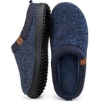 MERRIMAC Men's Slip-on Slippers Comfy Memory Foam Non-slip Indoor House Shoes Navy Blue,9/10 UK