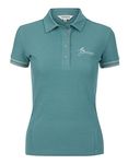 LeMieux Women's Short Sleeve Polo Shirt - Soft Flattering Slim Fit Button Up - Casual Breathable Quick Dry Horse Riding Ladies Activewear Top (Large - UK12/US8, Sage) Grey