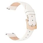 EACHE Quick Release Men & Women Leather Watch Bands Thin Leather Watch Straps for Ladies 12mm 14mm 16mm 18mm 20mm More Color For Choice, Cream White-Rose Gold Buckle, 16mm, Modern