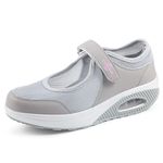 STUNAHOME Women's Orthopedic Air Cushion Shoes Casual Mesh Comfortable Working Nurse Shoes Lightweight Platform Mary Jane Sneakers Breathable Walking Running Trainers Gray