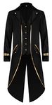 Vintage Gothic Frock Coat for Men Steampunk Tailcoat Jacket Outwear Retro Stage Costume for Halloween Cosplay Party Black