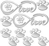 10 Pcs 3D Paw Print Car Decals Window Decal Heart Paw Car Sticker Dog Footprint Self Adhesive Car Decoration Bumper Window Laptops Luggage Car Interior Accessories Decor