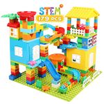 Marble Run Building Blocks, 179 Pcs Duplos Marble Run with 6 Balls, Big Building Toy Set Compatible Classic Blocks Maze Track, Marble Runs for Kids 4-8, Stem Marble Run Gifts for Boys and Girls