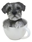 Ebros Realistic Grey Adorable Schnauzer Dog in Teacup Statue 5.75" Tall Pet Pal Dog Breed Collectible Resin Decor Figurine with Glass Eyes of Pedigree Dogs Pets Buddies Animal Collectibles and Gifts