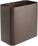 mDesign Small Metal 2.4 Gallon/9 Liter Trash Can Wastebasket Garbage Bin for Bathroom, Slim Rubbish Waste Bin Trashcans for Master/Guest Bath, Mirri Collection, Bronze