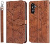 CXTCASE Samsung Galaxy A35 Case PU Leather Folio Flip Cover with Card Slots, Magnetic Wallet Phone Case for Samsung Galaxy A35 - Brown