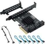 YBBOTT SATA 6 Port Card with 6 SATA Cables PCI Express 4X SATA Controller PCI Expansion Card SATA3.0 6Gbps Hard Drive Adapter Supports WIN/10/8/7/XP/LINUX