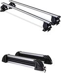 Aluminium Roof Bars + Ski Rack 4 Pairs of Skis or 2 Snowboards for HONDA CIVIC VI (5 Doors) from 1996 to 2001 with Standard Roof