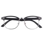 GQUEEN Classic Fake Glasses Non Prescription Glasses Matte Black, Half Frame Horn Rimmed Clear Glasses UV400,201556