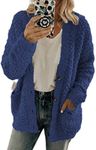 Neoucdy Sweaters for Women, Womens Fall Clothes Oversized Sweatshirts Long Sleeve Cardigans Fuzzy Pullover Coats with Pocket, Dark Blue, 5X-Large