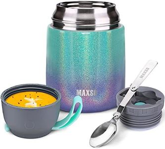 MAXSO Soup Thermo for Hot & Cold Food for Adults Kids, 17 oz Vacuum Insulated Steel Lunch Container Bento Box with Spoon, Leakproof Thermal Food Jar for School Office Travel - Rainbow