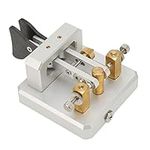 Morse Code Key, Mini CW Key Automatic Morse Send Telegram Double Paddle Morse Code Key for Camping Indoor and Radio Enthusiasts, Stainless Steel Body (Silver)