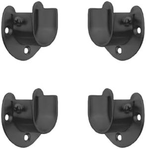 FYTRONDY Black Edition Stainless Steel Wardrobe Closet Rod Bracket, U-Shaped Open Type Socket Bracket, Shower Curtain Rod Pole End Supports Sockets Flange (1 INCH , 4 Pack)