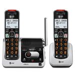 AT&T BL102-2S 2-Handset Expandable Cordless Phone with Answering System, XL Display, Backlit Buttons & Visual Ringer, Black/Silver, Silver/Black