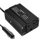 Yinleader Power Inverter 200W DC 12V to 240V AC Modified Sine Wave Car Cigarette Adapter Converter UK Socket with Type-C and QC 3.0 USB-Black