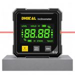 LABART LCD Digital Angle Finder with Laser Level, 4-Side Strong Magnetic Angle Gauge, Cube Inclinometer Level Meter Protractor with Data Retention Function, for Table Saw, Woodworking Measuring Tool