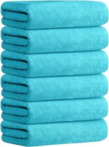 JML Bath Towels, Microfiber Bath Towel Set 6 Pack 30" x 60", Soft Absorbent Microfiber Towels for Body, No Fading Microfiber Bath Towels for Adult, Aquamarine