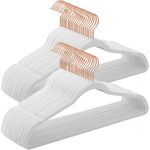 SONGMICS Velvet Hangers, Non-Slip Hanger, Rose Gold Color Swivel Hook, 50-Pack, White UCRF026W03