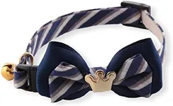 Necoichi Regal Crown Cat Collar (Navy) with Bell Safety Breakaway Soft Lightweight for Cats Kitty Kitten Japanese Stylish Pattern, No.1 Seller in Japan
