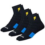 BLITZSOX Hi-Tech Performance Sports Socks For Men (Badminton, Running, Gym & Indoor Training), Pack Of 3 (Size Uk 7-11, Black, Ankle Length, Cotton Blend)