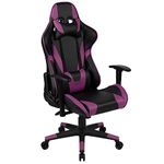 Flash Furniture X20 Gaming Racing Office Ergonomic Computer PC Adjustable Swivel Chair with Fully Reclining Back in Red LeatherSoft, Faux Leather, Purple, Set of 1