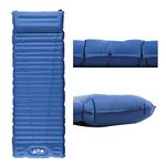 TurnWay Sleeping Pad Self Inflating Foot Press Inflatable Pad Air Mattress with Pillow for Backpacking, Hiking, Camping, Traveling (Blue)