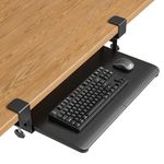 BONTEC Small Keyboard Tray Under Desk, Pull Out Keyboard & Mouse Tray with C Clamp, 20 (24.6Including Clamps) x 11.8inch Steady Slide-Out Computer Drawer for Typing, Perfect for Home or Office, Black