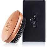 ZilberHaar – Men's Hair Brush Stiff – Slanted Bristles for Dual Strength Hair and Beard Brush – Natural Boar Bristles and Pearwood – Military Style Mens Boar Hair Brush