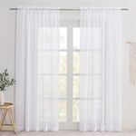 NICETOWN White Sheer Curtains 84 inches Long for Living Room, Rod Pocket Window Treatments Solid Voile Sheer Light Filtering Drapes for Bedroom (White, 2 Panels, W60 x L84)
