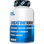 Evlution Nutrition Creatine1000 - Pure Creatine Monohydrate in Each Serving, Pure Creatine Monohydrate Pills 1000mg - Evlution Nutrition Muscle Builder