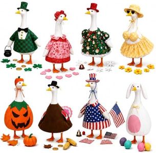 8 Set Porch Goose Outfits, All Holiday Seasons Bundle for Valentine’s Day, St. Patrick’s Day, Easter, Summer, 4th of July, Fall, Halloween & Christmas - 23" Porch Goose Clothing for Yard Decor