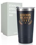 Onebttl Happy Birthday Tumbler for Men, Funny Birthday Gifts for Him, Boyfriend, Son, Husband, Dad, Son, Uncle–20 oz Stainless Steel Coffee Cup with Lid, Legends are Born in June