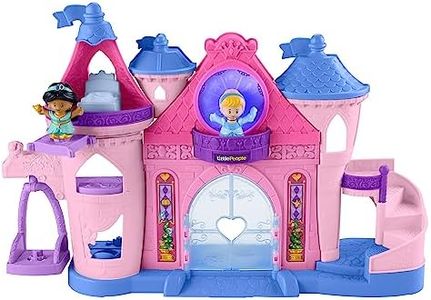 Princesses Disney Coffret Little People, Château lumières Magiques et Danse Jouet Musical avec Figurines Cendrillon et Jasmine, pour Les Tout-Petits de 18 Mois à 5 Ans, HND55