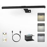 Amries Picture Lights for Paintings Rechargeable, Wall Art Light with Remote Wireless, Above Picture Light Dimmable with Timmer Portrait Farme Gallery Display (Black 16In)