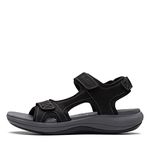 Clarks Women's Mira Bay Flat Sandal, Black Textile, 3 UK