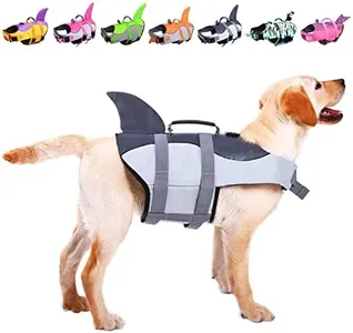 ASENKU Dog Life Jacket Pet Life Safety Vest for Swimming Boating, Dog Shark Life Jackets Dog Lifesavers Swimsuits for Pool, Dog Water Floatation Vest for Small Medium Large Dogs, Gray, Medium