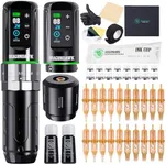 Dragonhawk Tattoo Kit, L3 Cordless/Cord Complete Kit Rotary Pen Tattoo Gun, 2 Batteries, Power with Extra Battery RCA Jack Part for Artis