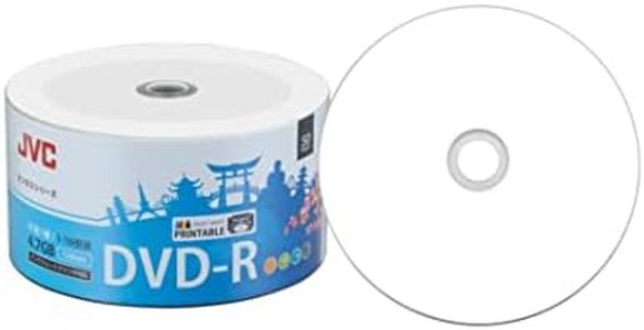 JVC 50 discos DVD-R imprimibles en blanco de alta resolución para fotos de cara completa, 16 unidades