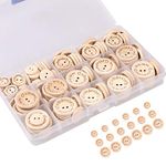 Wooden Buttons, 150 Pieces Buttons Handmade, 2 Holes Natural Wooden Buttons, Buttons for Sewing and Crafting Decorations (15/20 / 25mm)